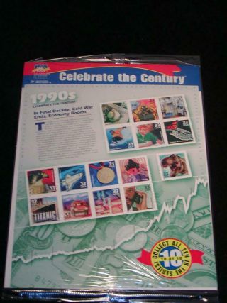 Stamps U.  S.  Sheet " Celebrate The Century " 1990s P.  O. ,  3191