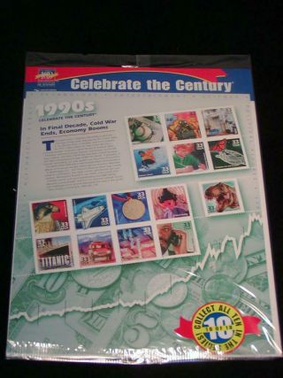 Stamps U.  S.  Sheet " Celebrate The Century " 1990s Never Opened,  3191