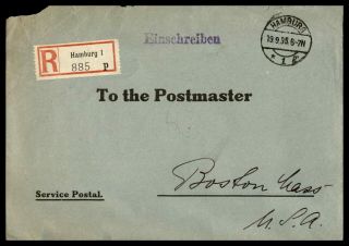 Mayfairstamps 1935 Germany Hamburg Registered To Us Stampless Cover Wwb44745
