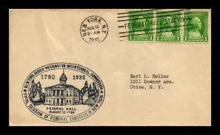 Dr Jim Stamps Us Federal Hall Station George Washington Bicentennial Cover 1932