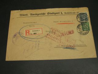Germany 1926 Stuttgart 8 Registered Cover To Usa Returned 15505
