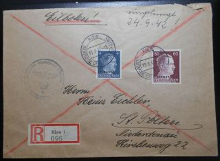 German Occupation Of Ukraine 1942 Registered Express Cover From Kyiv
