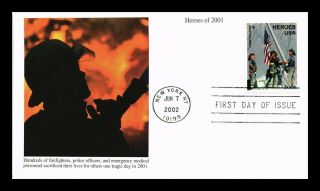 Dr Jim Stamps Us Firefighters Heroes Of 2001 First Day Cover York Mystic