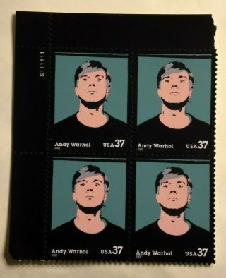 Us Stamps 3652 2002 Andy Warhol 37c Plate Block Of 4 Mnh