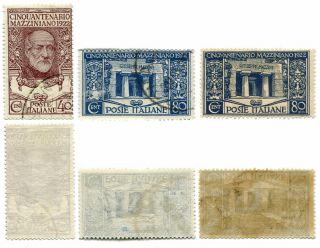 Italy Italia Regno 1922 Mazzini Mh Set Stamps Sassone Cat.  128 - 130
