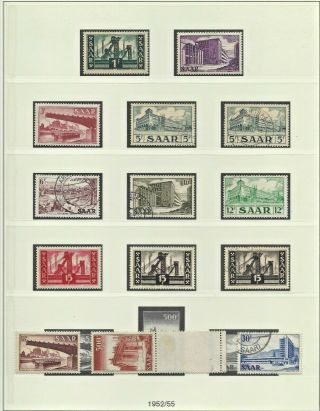 Germany Saar (french Occupation) 1952 - 1955 Views Complete Set 14v Mlh Mh