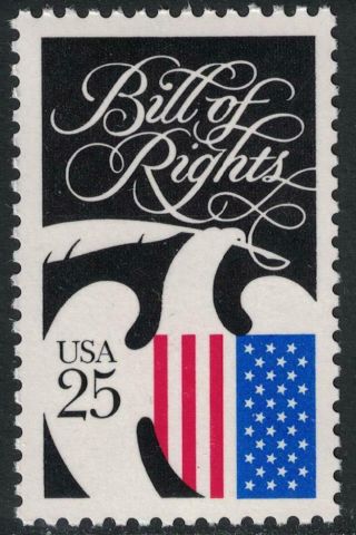 Scott 2421 - Bill Of Rights,  Eagle And Flag - Mnh 1989 - 25c Stamp