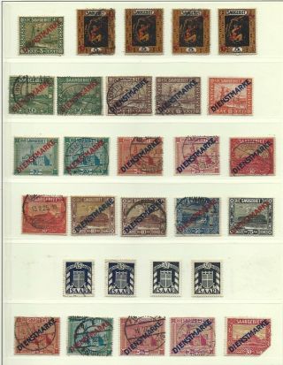 Saar 1922 - 23 Issue Pictorials Lot Official " Dienstmarke " Overprinted,  1949 Off.