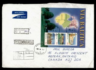Dr Who 1995 Russia/lithuania Kaunas Registered Airmail To Canada S/s Le70629