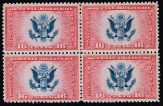 Us Stamp Bob Air Mail Ce2 – 1936 16c Airmail Spec Delivery Line Mnh/og Blk Of 4