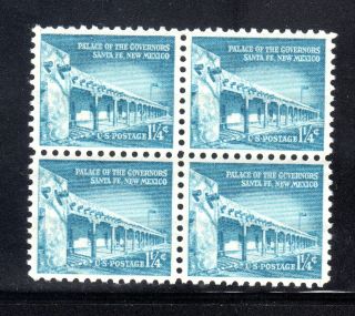 Us Stamp Mnh 1031a,  1 1/4c Palace Of Governors,  Block Of Four,  Centering