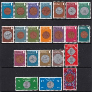 Gb Guernsey 1978 Coins Definitive Set Complete To £5 Never Hinged