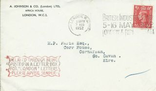 Gb 1952 2.  1/2d Cover With 