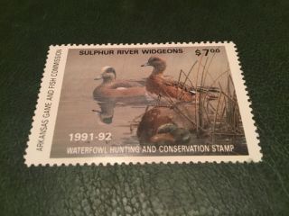 Icollectzone Us Arkansas 1991 Duck Stamp Xf (bk4)