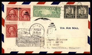 Mayfairstamps Us Flight Canal Zone Chile Cover Wwb_32649