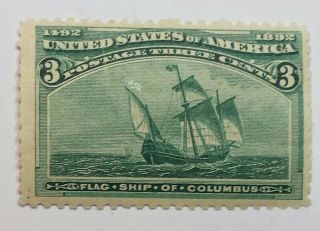 Us Scott 232 - 1893 3 Cent Columbian - " Flagship " Green - Mint/never Hinged/og - Cv$120.