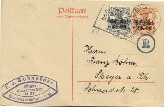 Latvia / German Occup.  Ob.  Ost 1918,  Uprated,  Censored 7½ Pf.  Stationery Riga