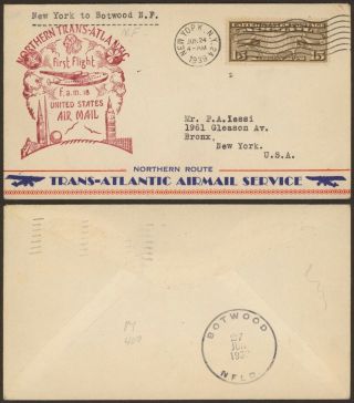 Usa 1939 - 1st Flight Air Mail Cover Usa York Botwood 30521/5