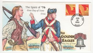Sss: Collins Hand Painted Fdc 2003 25c Golden Eagle Coil Spirit 76 Sc 3793