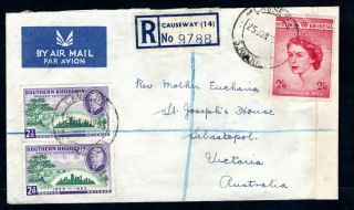 Southern Rhodesia - 1953 Registered Airmail Cover To Australia