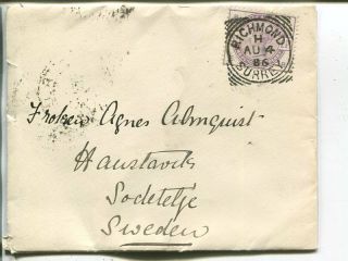 Great Britain 2½d On Cover To Sweden 1886