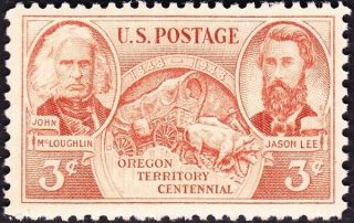 Us - 1948 - 3 Cents Brown Red Oregon Territory Centenary Issue 964 Nh