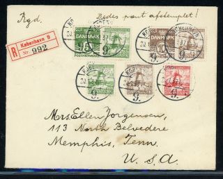 Denmark Postal History: Lot 3 1937 Reg Windmills Copenhagen - Memphis $$$