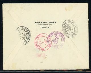 Denmark Postal History: LOT 3 1937 REG Windmills COPENHAGEN - MEMPHIS $$$ 2