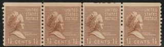 840 Martha Washington 1 1/2c Joint Line Strip/4 Partial Plate 21984