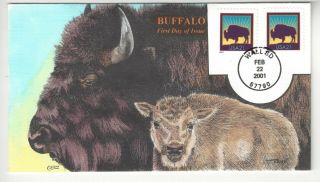Sss: Collins Hp Fdc 2001 21c Bison Coil Stamp Sc 3475