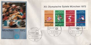 Germany 1972 Olympic Games Minisheet Cover Vgc