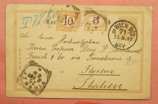 1897 Austria Postal Card Vienna To Italy Postage Due