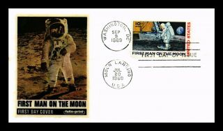 Dr Jim Stamps Us Folio Print Man On Moon Air Mail First Day Cover Scott C76