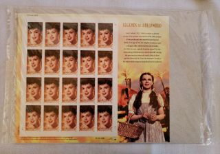 Legends Of Hollywood Judy Garland,  Sheet Of Twenty 39 Cent Stamps,  Scott 4077
