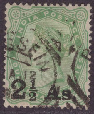 India Abroad Burma Qv 1891 Sg102 2½a On 4a6p Yell - Green Bassein Vfu