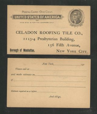 190_ Celadon Roofing Tile Co Borough Of Manhattan York Advertising Card Ux14