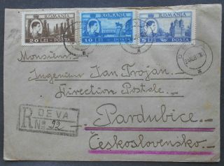 Romania 1948 Registered Cover From Deva To Czechoslovakia