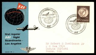 Mayfairstamps Sweden 1954 Stockholm To Los Angeles California First Flight Wwb29