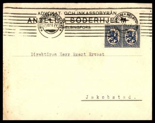 Mayfairstamps Finland 1922 Helsinki To Jakobstad Cover Wwb28979