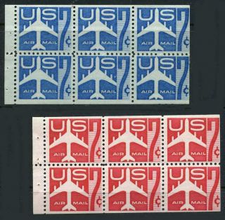 Us C51a,  C60a 1958 And 1960 Jet Airmail Booklet Panes Of Six Mnh - Cv $15.  50