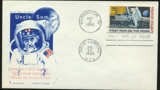 C76 Moon Landing Cachet 1969 Dual Cancel Ua First Day Cover Chickering Jackson
