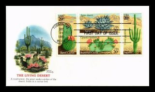 Dr Jim Stamps Us Living Desert Plants Fdc Cover Block Of Four Fleetwood