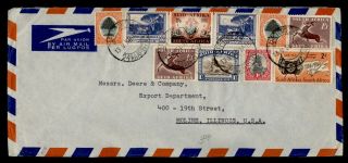 Dr Who 1951 South Africa Capetown Airmail To Usa Multi Franked E72606