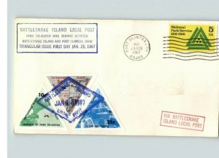 Rattlesnake Island Local Post,  1967,  W/ 3 Stamps,  Port Clinton,  Ohio Cancel