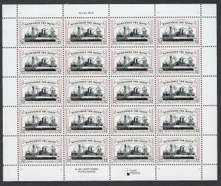 3192 Mnh Sheet Of 20 - 32 Cent Remember The Maine - Plate 1 - 1,  Ppd - 2