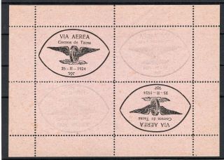 CHILE 1924 X - RARE Airmail label Tacna Via Aerea full sheet 2