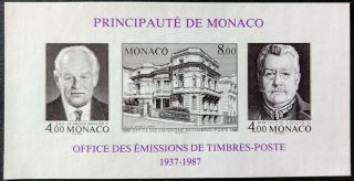 129.  Monaco 1987 Imperf Stamp M/s Prince Rannier Iii,  Louis Ii,  Engraver Slania.