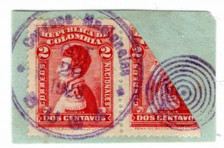 Colombia - Perkins - 2c Bisected Stamp On Piece - Buga - Sc 341 - 1917 Rr