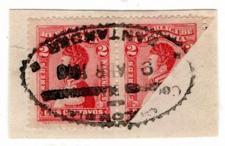 Colombia - Perkins - 2c Bisected Stamp On Piece - Santander - Sc 341 - 1917 Rr