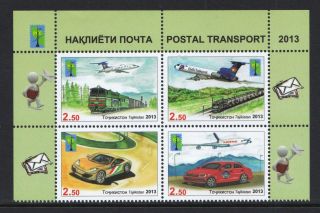 Tajikistan 2013 Postal Transport - Mnh Block Of 4 - Cat £20 - (14)